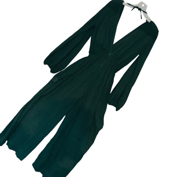 Kalita NEW NWT teal Deep V balloon sleeve jumpsuit M - Picture 4 of 4